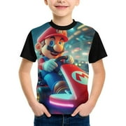 Super Mario T-Shirt for Boys Girls, Kids Novelty Crew Neck Tops, Lightweight Short Sleeve Tee, XS-XL